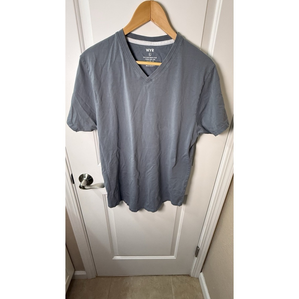 WYR‎ Mens Large Blue Gray T Shirt 95 Cotton 5 Lycra Made In Egypt Soft Tee